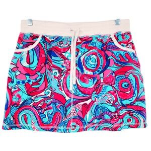 Talbots Tennis Skort LP Petite Pink Blue Swirl‎ Skirt Cotton Stretch Pickleball